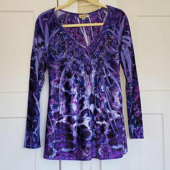 ONE WORLD Tops - ONE WORLD Velvet Blouse Boho Style. Size M